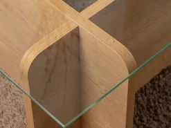 Mesa de centro em vidro temperado - Natural claro e Transparente - AZRA