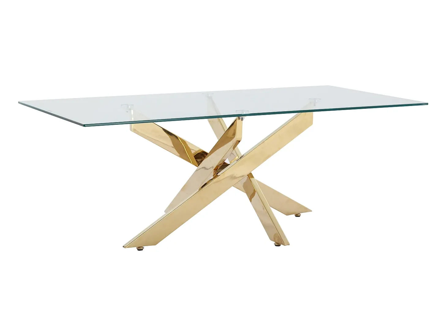 Mesa de centro em vidro temperado e metal dourado - Transparente - COSIMA