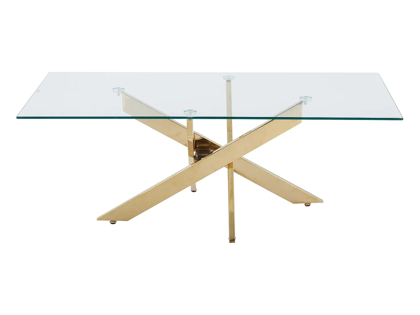 Mesa de centro em vidro temperado e metal dourado - Transparente - COSIMA
