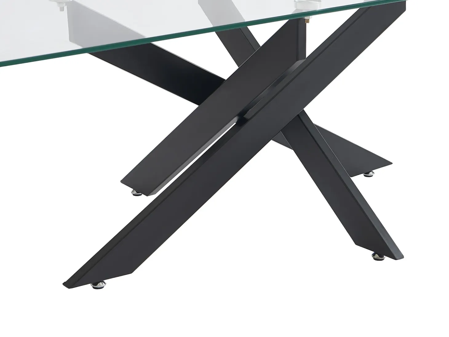 Mesa de centro em vidro temperado e metal preto, transparente - COSIMA