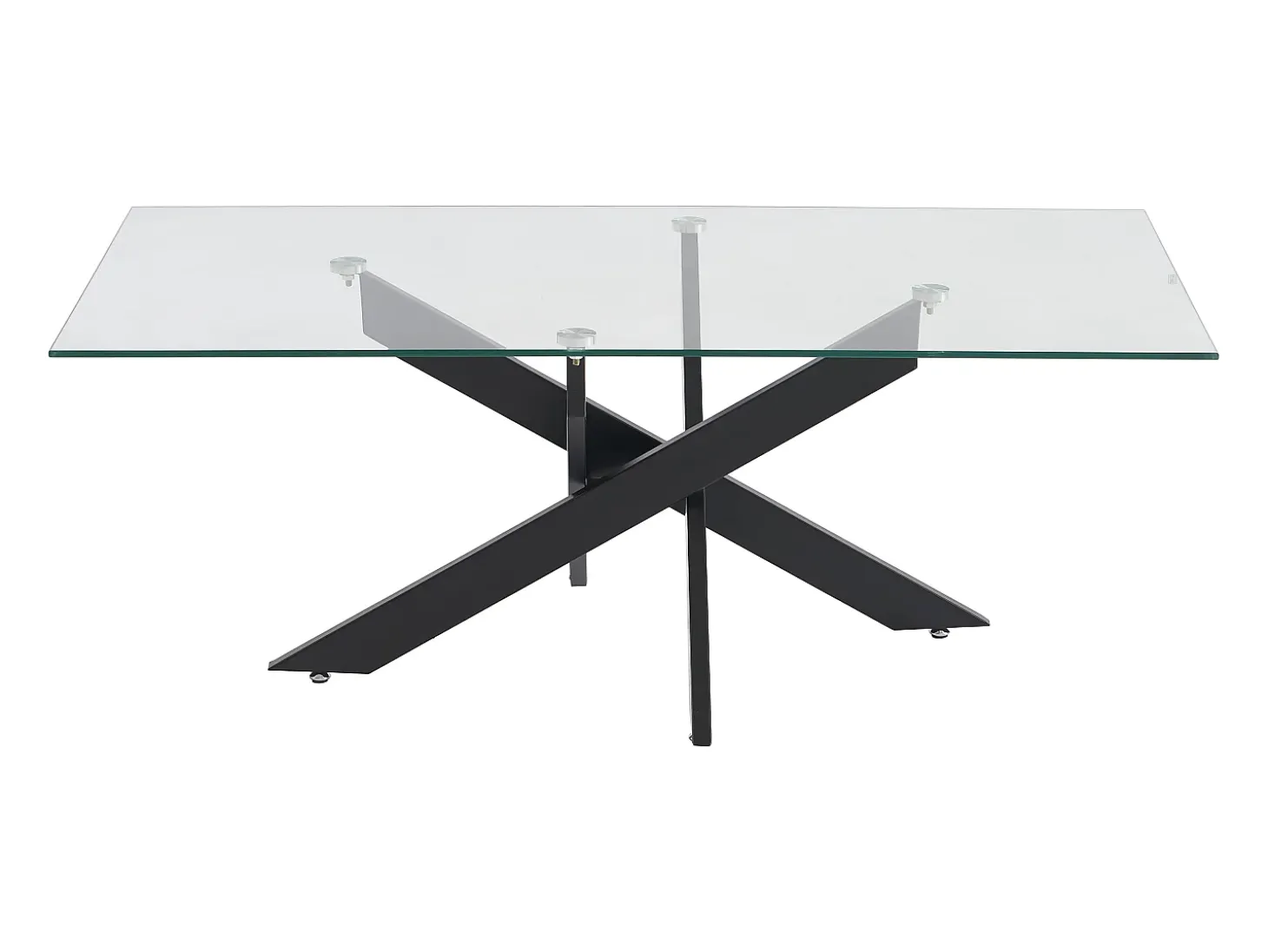 Mesa de centro em vidro temperado e metal preto, transparente - COSIMA