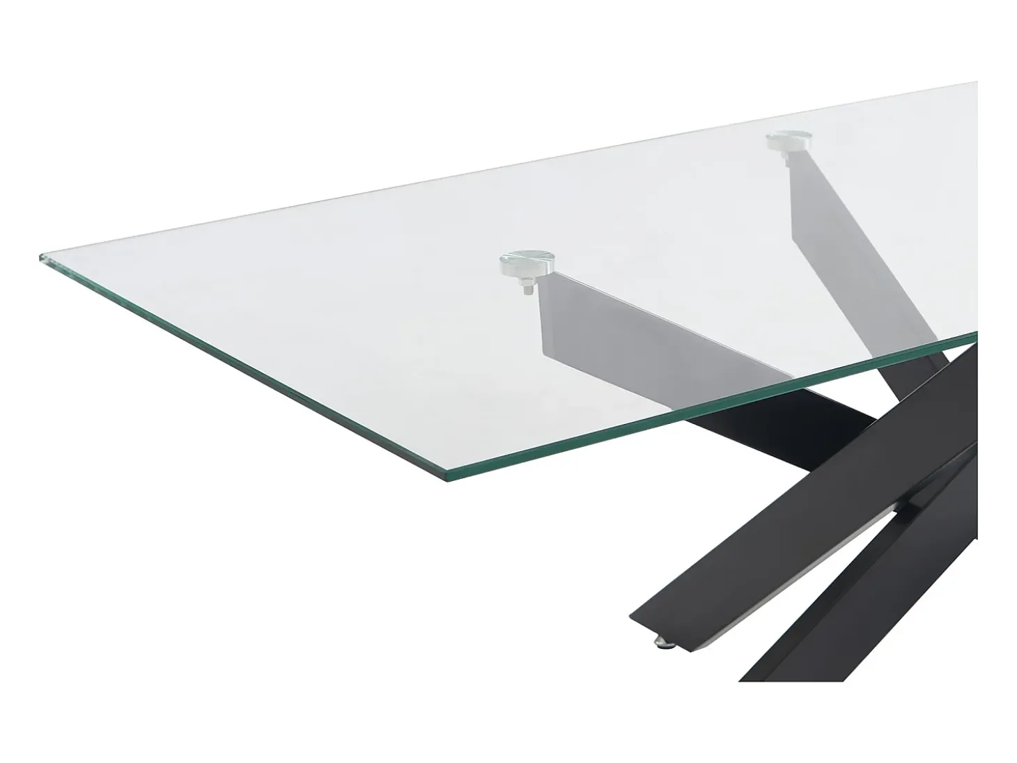Mesa de centro em vidro temperado e metal preto, transparente - COSIMA