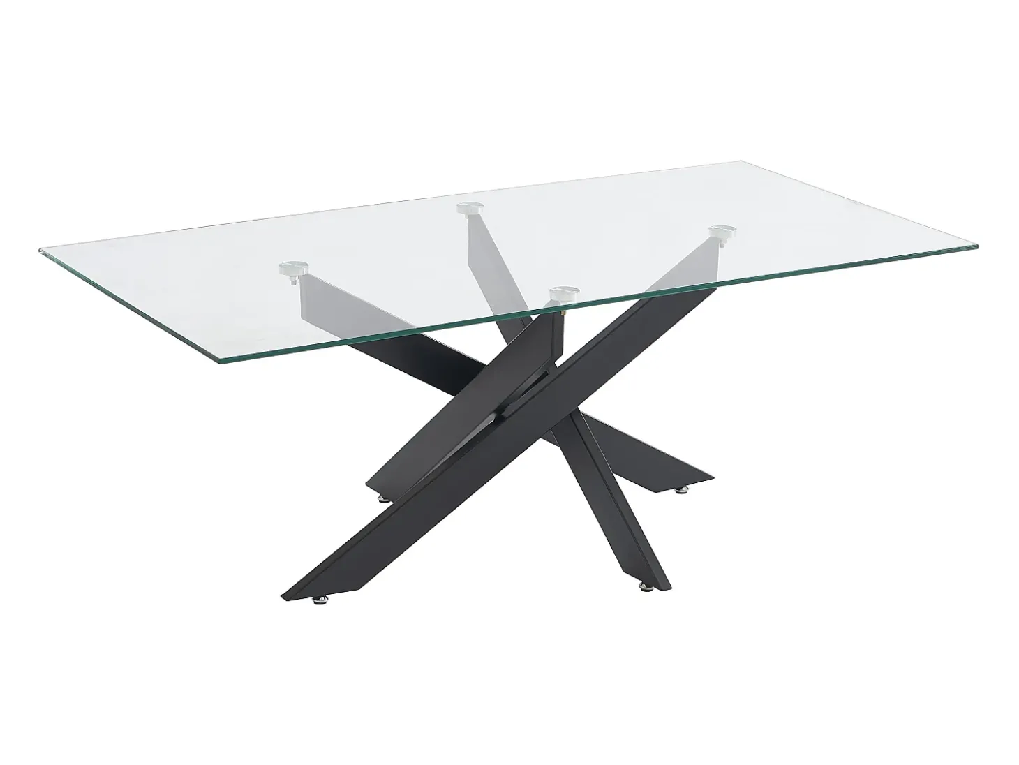 Mesa de centro em vidro temperado e metal preto, transparente - COSIMA