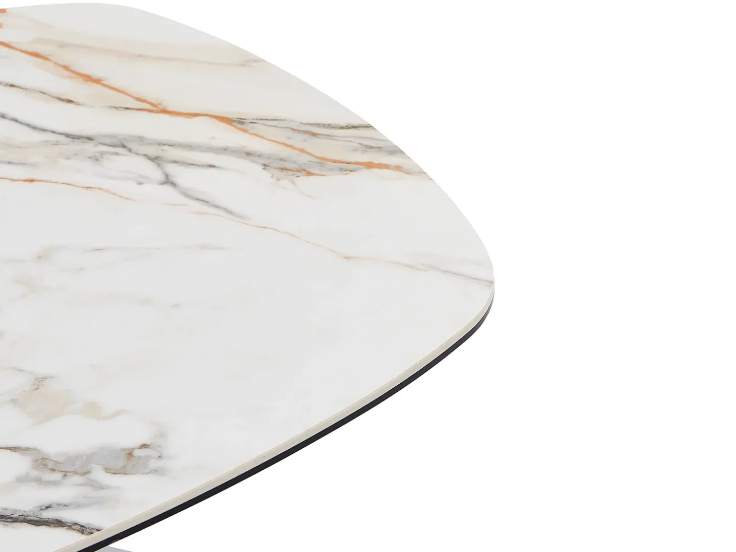 Mesa de centro em vidro temperado, cerâmica e metal efeito mármore branco - DERIYA