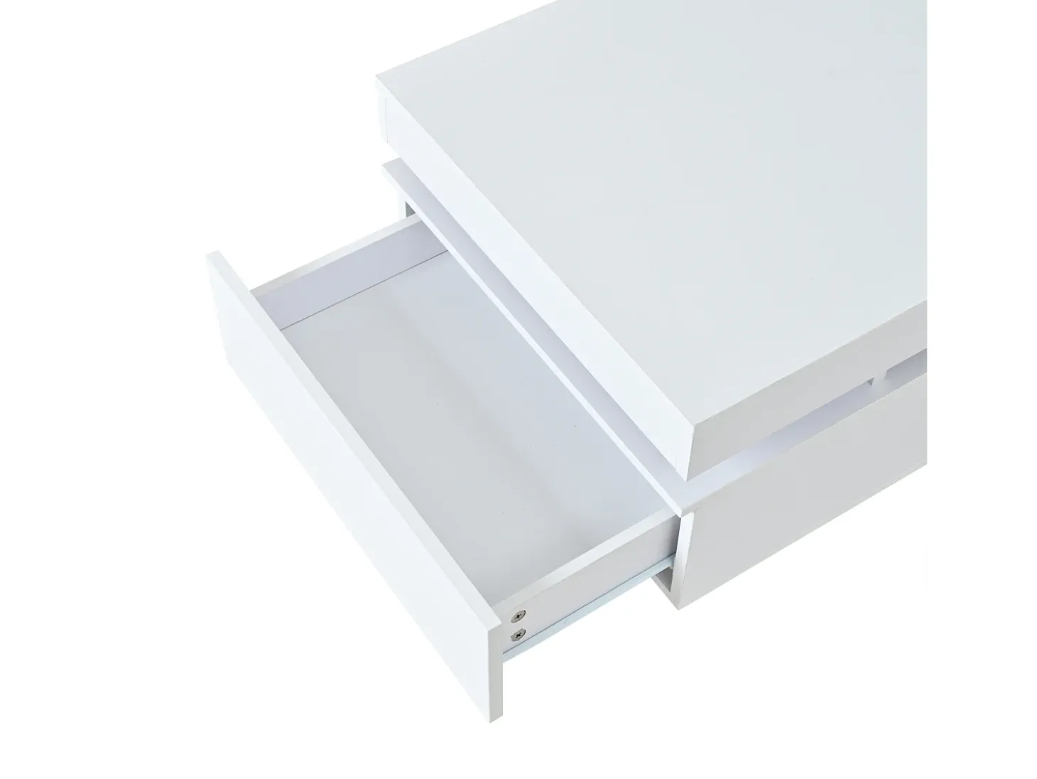 Mesa de centro envernizada brilhante 100x50x35 cm - con LED - con 2 gavetas - painéis de partículas - branco