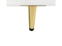 Mesa de centro escandinava - 2 gavetas e 2 portas - LED integrado - folheado com padrão mármore - Branco