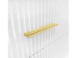 Mesa de centro escandinava - 2 gavetas e 2 portas - LED integrado - folheado com padrão mármore - Branco