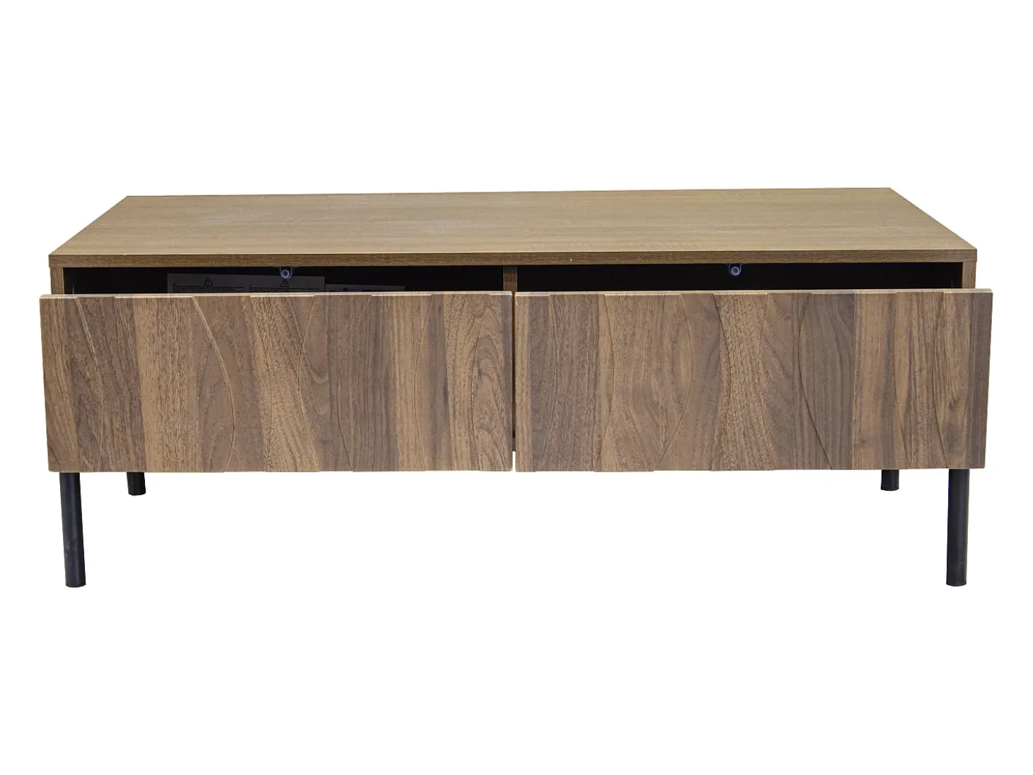 Mesa de centro estilo retro com 2 gavetas, 105x55x41cm - Cor madeira