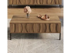 Mesa de centro estilo vintage 105x55x41 cm - com 2 gavetas - Estrutura de madeira - MDF - Natural
