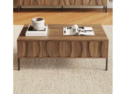 Mesa de centro estilo vintage 105x55x41 cm - com 2 gavetas - Estrutura de madeira - MDF - Natural