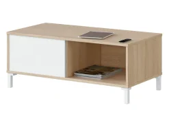 Mesa de centro Evansville, Mesa de centro, Mesa baixa da sala, 100x50h40 cm, Carvalho e Branco