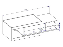 Mesa de centro extensível design coleção SINATRA. Cor carvalho escuro e branco fosco.