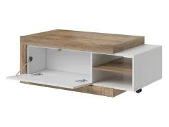 Mesa de centro extensível design coleção SINATRA. Cor carvalho escuro e branco fosco.