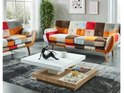 Mesa de centro FAUSTO - Tampo giratório - MDF lacado bicolor