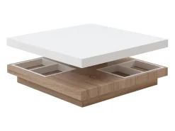 Mesa de centro FAUSTO - Tampo giratório - MDF lacado bicolor