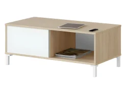 Mesa de centro fixa Brooklyn, carvalho canadense/branco Artik, 40x50x50 cm