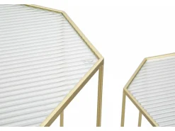 Mesa de centro George, Mesa de centro baixa, Porta-revistas para sofá, Estante de sala, Dourado, 50x46 h100 cm