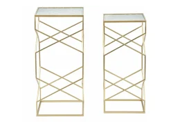 Mesa de centro George, Mesa de centro baixa, Porta-revistas para sofá, Estante de sala, Ouro, 32x32 h68 cm