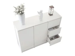 Mesa de centro giratória com 2 gavetas, branca + nogueira, 60x60x38 cm