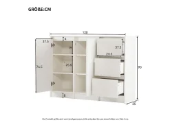 Mesa de centro giratória com 2 gavetas, branca + nogueira, 60x60x38 cm