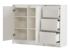 Mesa de centro giratória com 2 gavetas, branca + nogueira, 60x60x38 cm