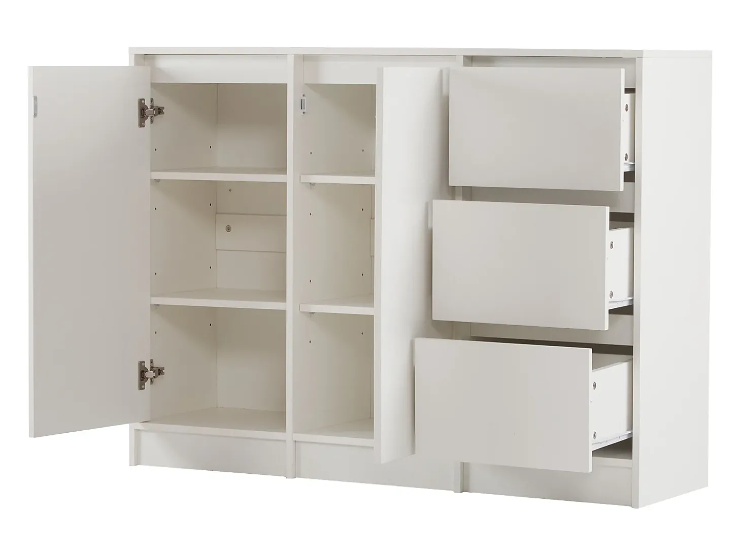Mesa de centro giratória com 2 gavetas, branca + nogueira, 60x60x38 cm