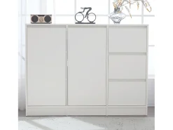 Mesa de centro giratória com 2 gavetas, branca + nogueira, 60x60x38 cm