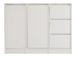 Mesa de centro giratória com 2 gavetas, branca + nogueira, 60x60x38 cm