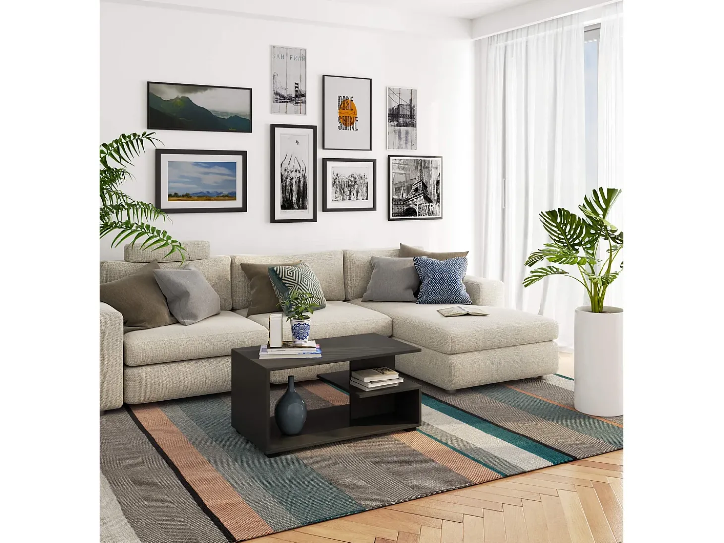 Mesa de Centro Grafite Cinza PIN - Design Moderno em Laminado