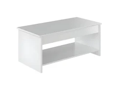 Mesa de centro HAPPY contemporânea branca com armazenamento e altura ajustável - L 100 x C 50 cm