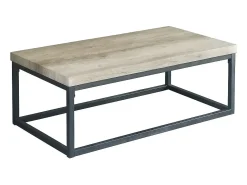 Mesa de centro HAVAÍ com tampo em madeira clara, pés em aço. Ideal para a sua sala de estar.