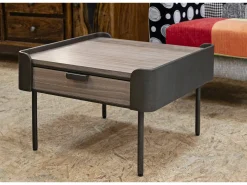 Mesa de centro Icona, Mesa de centro baixa, Porta-revistas para sofá, Estante de sala, 60x60 h41 cm, Cinza e Castanho