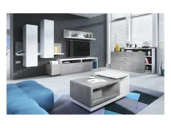 Mesa de centro Ilyes branco e betão 60cm