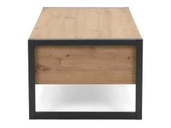 Mesa de centro industrial Kotor com gaveta e prateleira em carvalho artesanal