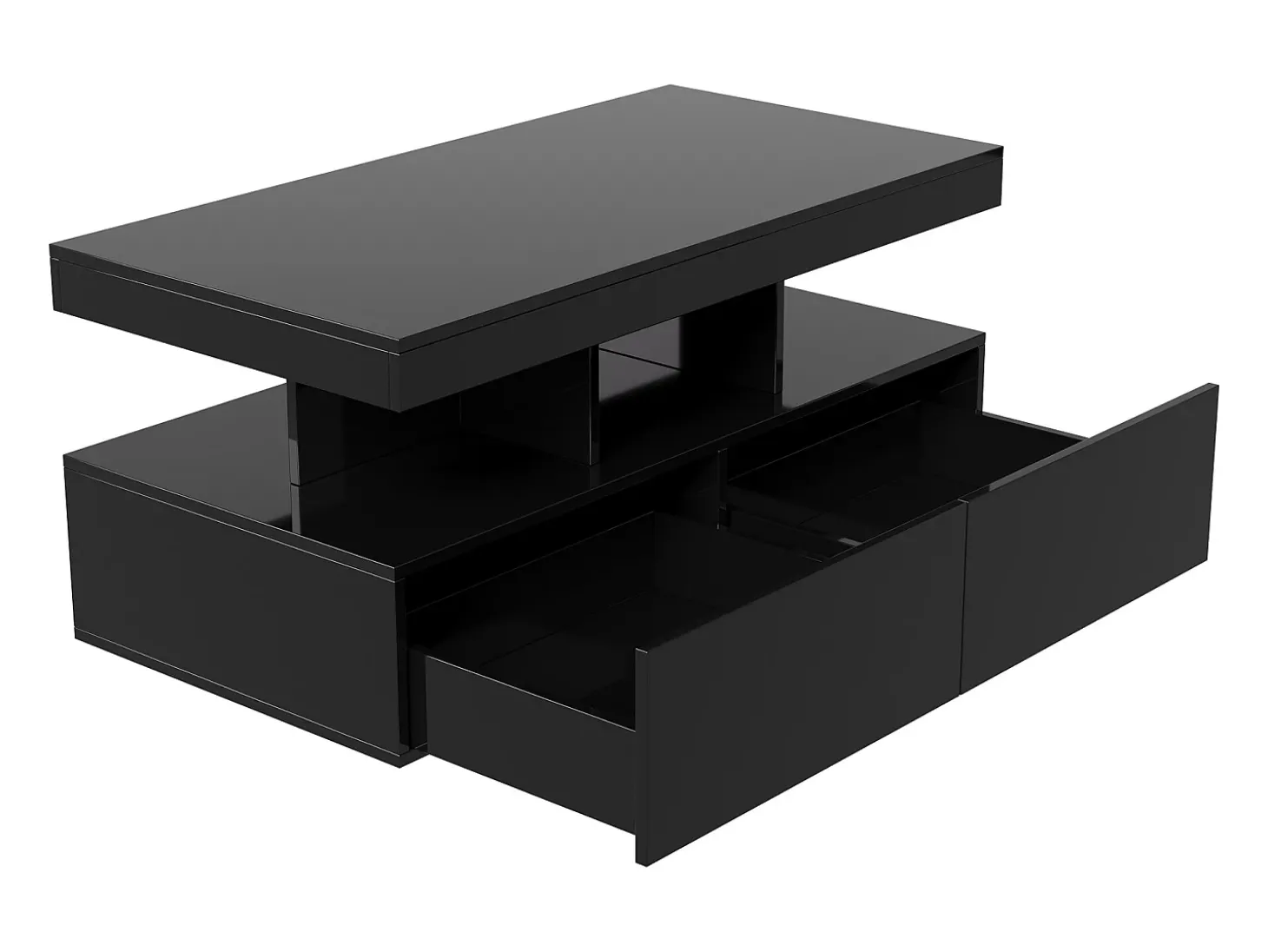 Mesa de centro inteligente com LED RGB - com duas gavetas, dimmer controlado por aplicativo, acabamento brilhante e à prova d'água, compatível com música