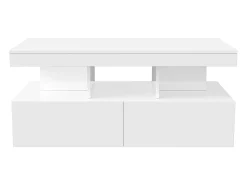 Mesa de centro inteligente com LED RGB - com duas gavetas, dimmer controlado por aplicativo, acabamento brilhante e à prova d'água, compatível com música