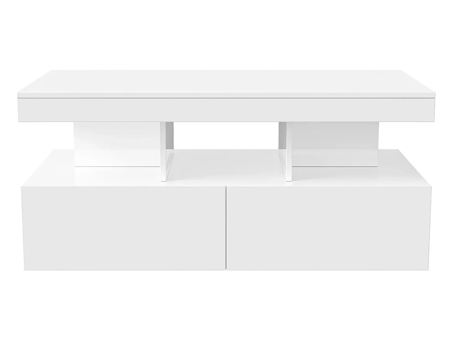 Mesa de centro inteligente com LED RGB - com duas gavetas, dimmer controlado por aplicativo, acabamento brilhante e à prova d'água, compatível com música