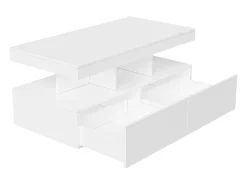 Mesa de centro inteligente com LED RGB - com duas gavetas, dimmer controlado por aplicativo, acabamento brilhante e à prova d'água, compatível com música