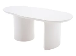 Mesa de centro irregular branca 100 cm com base cilíndrica estável, em MDF lacado