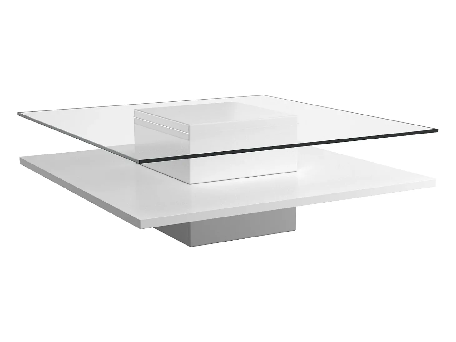 Mesa de centro ISANIA - Vidro temperado & MDF - Cor: Branco