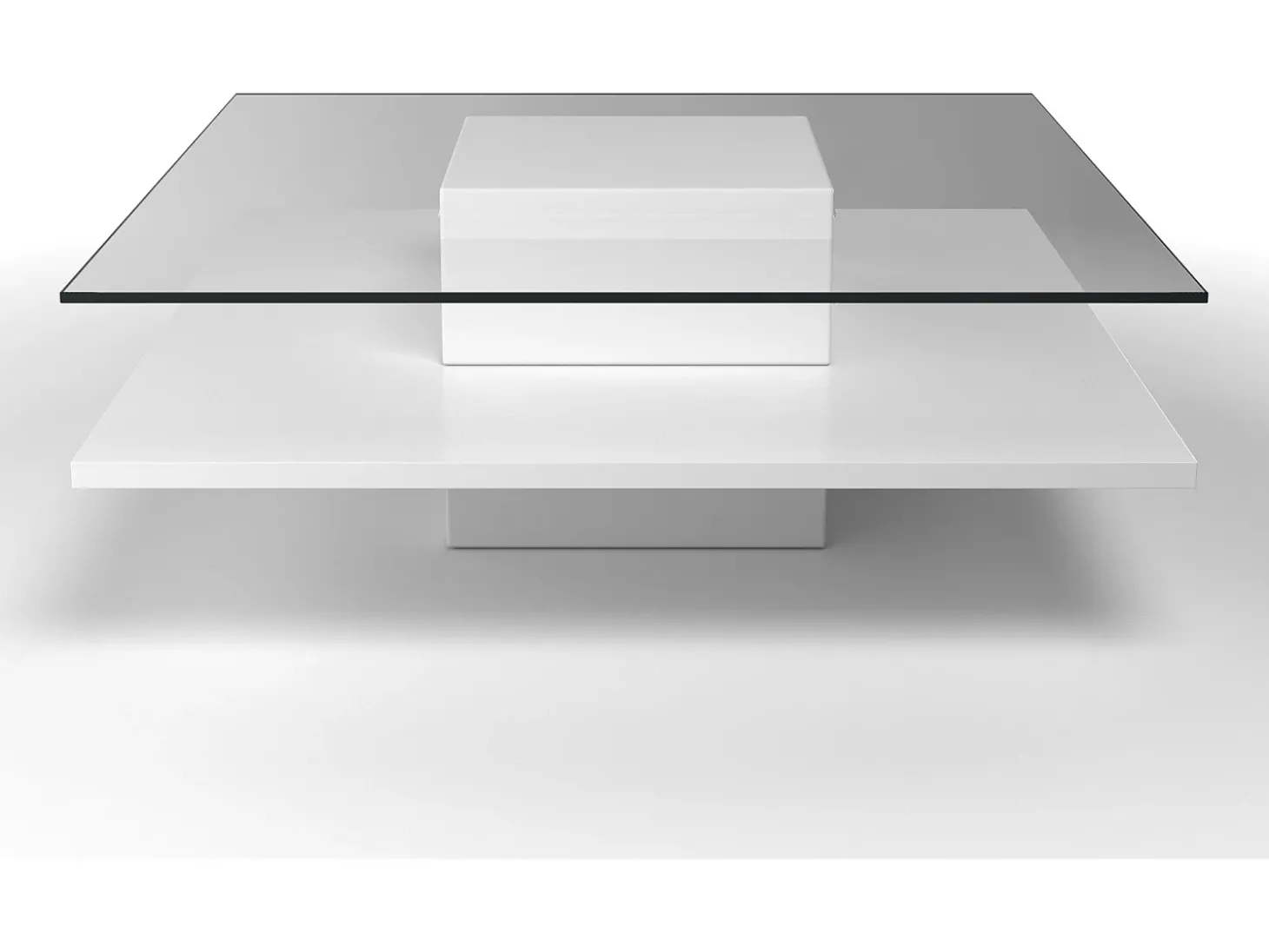 Mesa de centro ISANIA - Vidro temperado & MDF - Cor: Branco