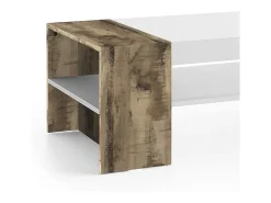 Mesa de centro Jonni, Mesa de centro baixa, Porta-revistas, 100% Fabricado na Itália, 110x60h40 cm, Branco brilhante e Bordo