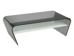 Mesa de centro KELLY - Vidro temperado - Mesinha branca lacada