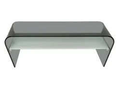 Mesa de centro KELLY - Vidro temperado - Mesinha branca lacada
