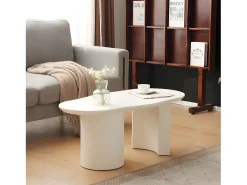 Mesa de centro L 100cm - com tampo curvo irregular e elegante - Branco