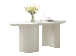 Mesa de centro L 100cm - com tampo curvo irregular e elegante - Branco