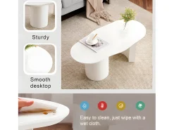 Mesa de centro L 100cm - com tampo curvo irregular e elegante - Branco