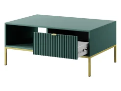 Mesa de centro: labrador, dourado, 104 x 46 x 68 cm, puxadores dourados