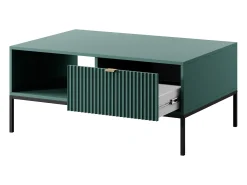 Mesa de centro: labrador, preta, 104 x 46 x 68 cm, alças douradas
