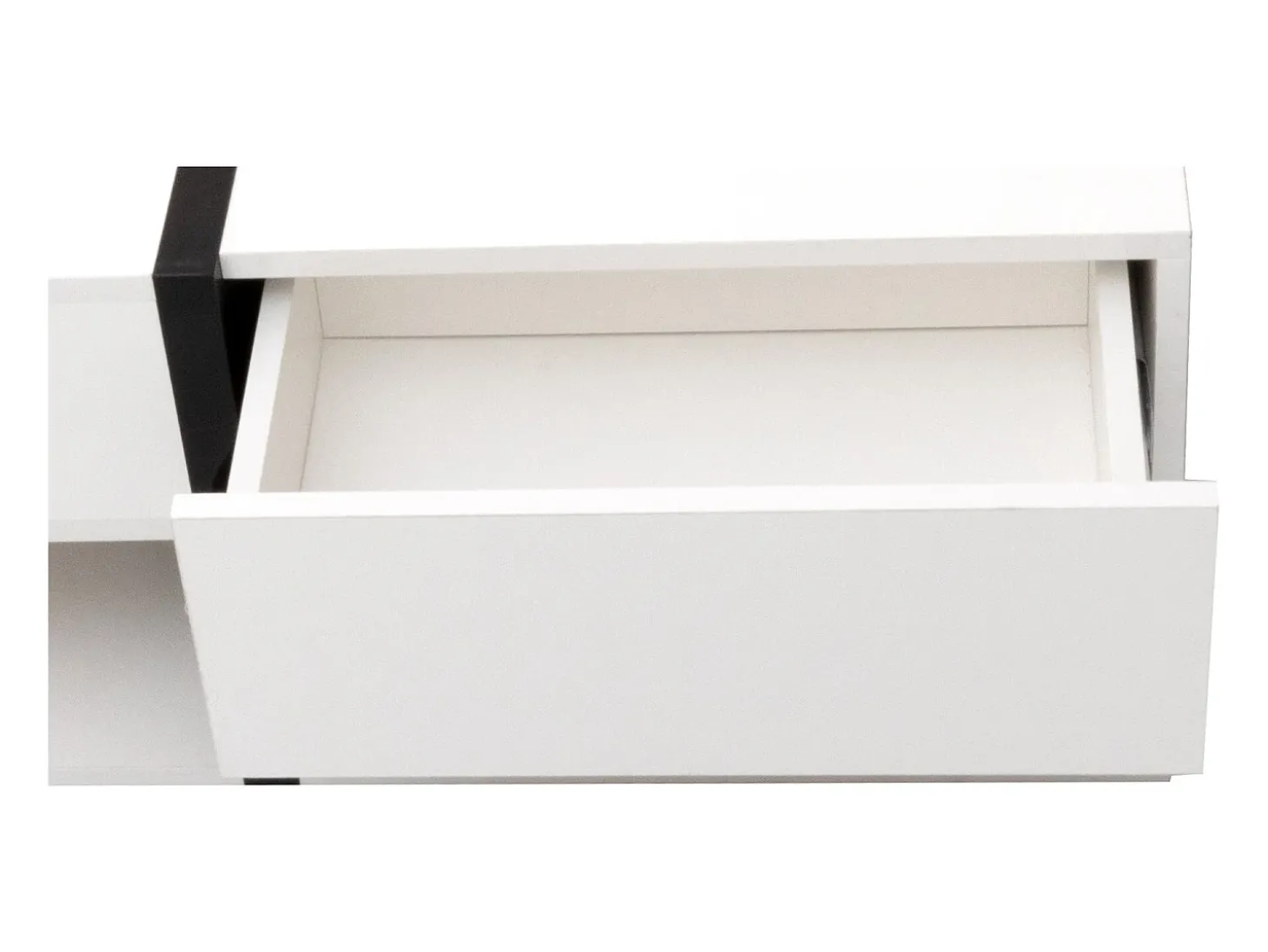 Mesa de centro lacada de alto brilho com 4 gavetas - Design linear - Branca 78 x 78 x 36 cm